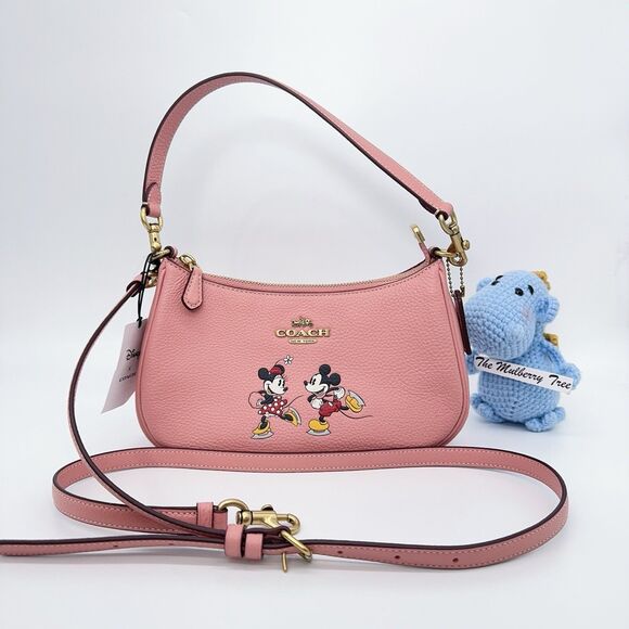 Disney X Coach CM858 Teri Shoulder Bag Ice Skate Motif Blush Multi Crossbody NWT - Picture 1 of 16